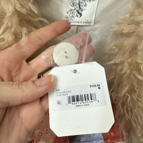 Altar'd State Multicolor Patchwork Teddy Jacket - Picture 6 of 7